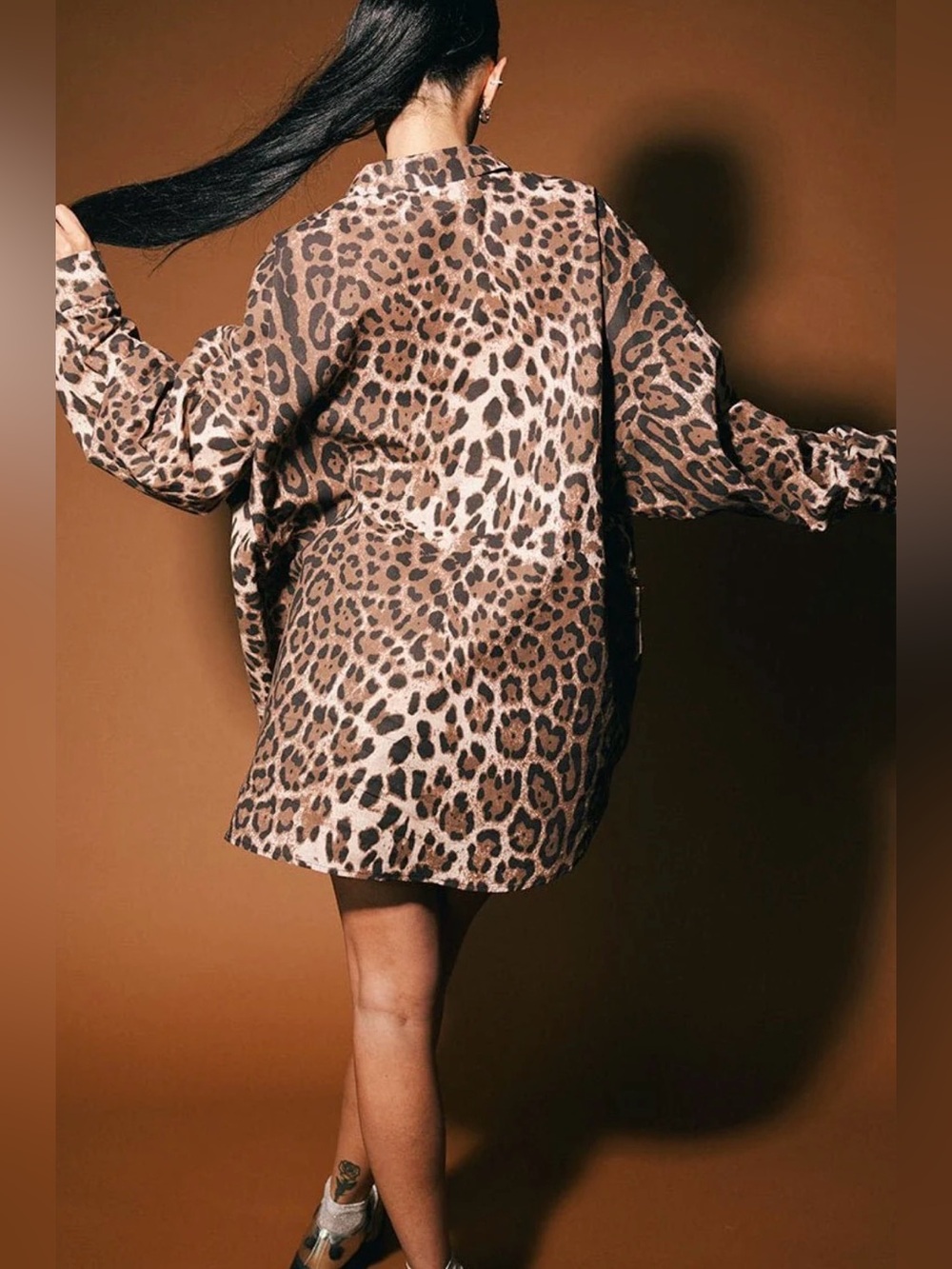 Dressed in LALA Soul Searching Ultra Oversized Button Up in Leopard Size S/M - Picture 2 of 10